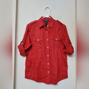 Lauren Ralph Lauren Classic 100% Linen Camp Shirt.  Size Small